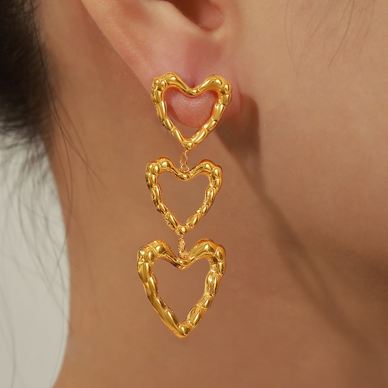 Steel Heart Stud Earrings