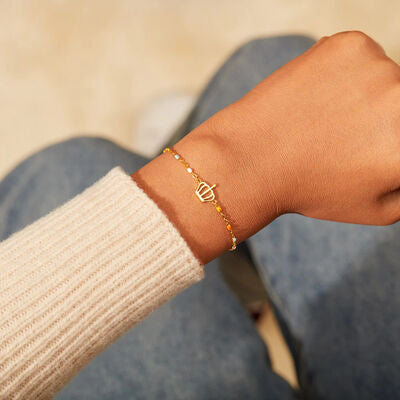 Gold Crown Bead Bracelet