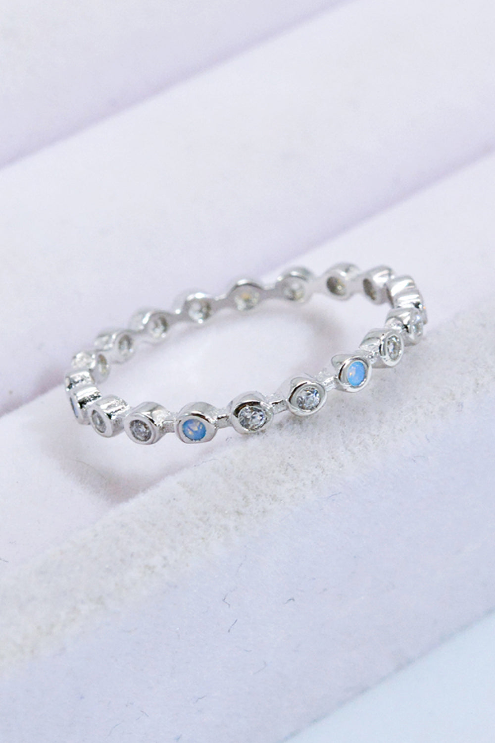 Moonstone & Zircon Silver Ring