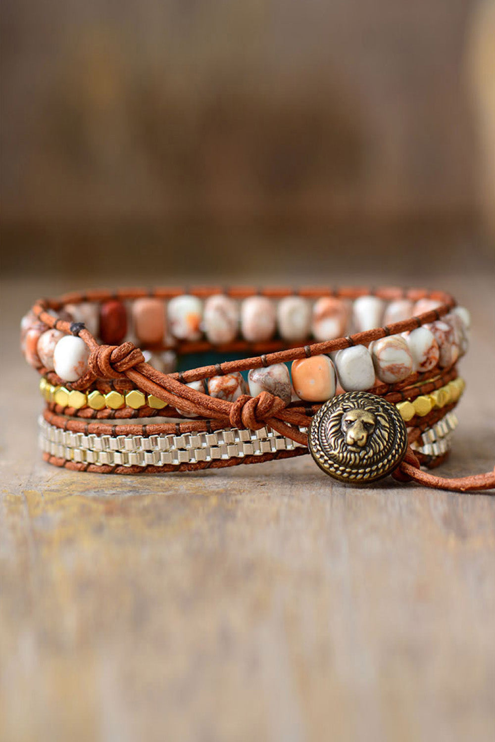 Pulsera de piedra de cobre hecha a mano