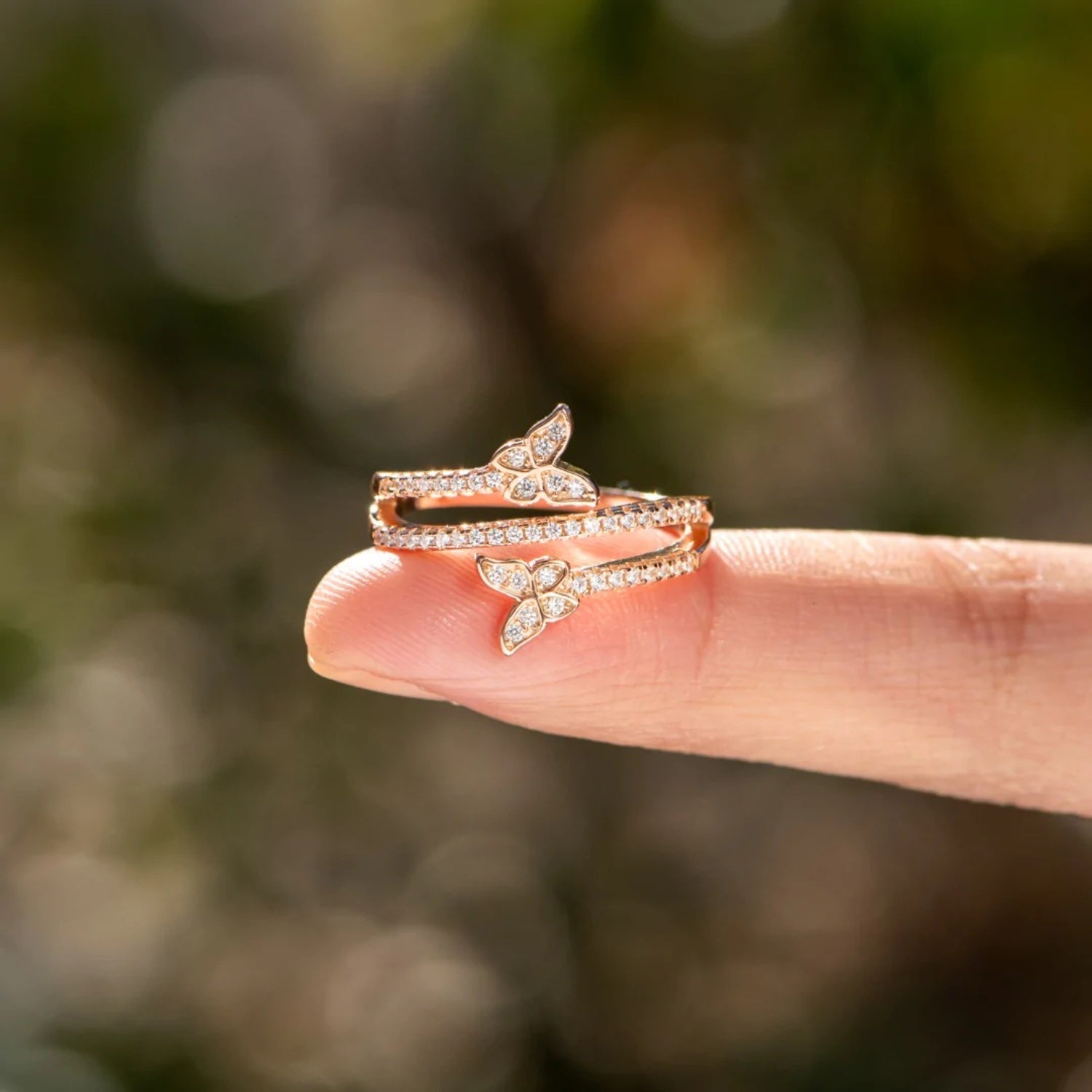 Zircon Butterfly Silver Ring