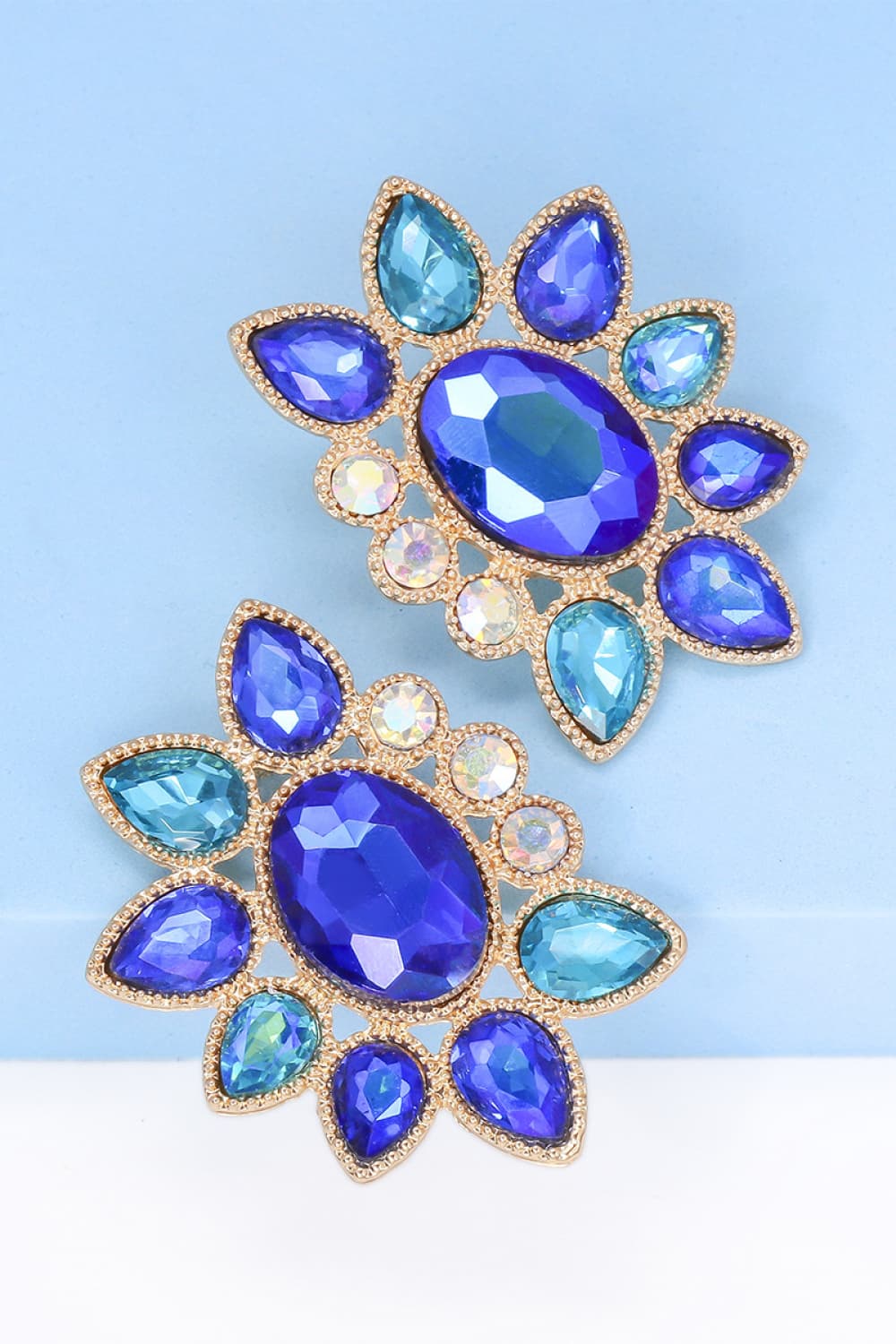 Angular Glass Stone Hoops