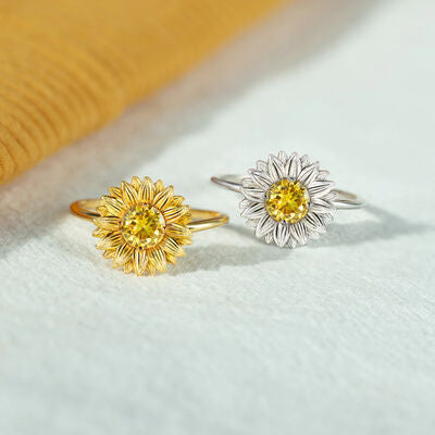 Sonnenblumen-Zirkon-Silberring