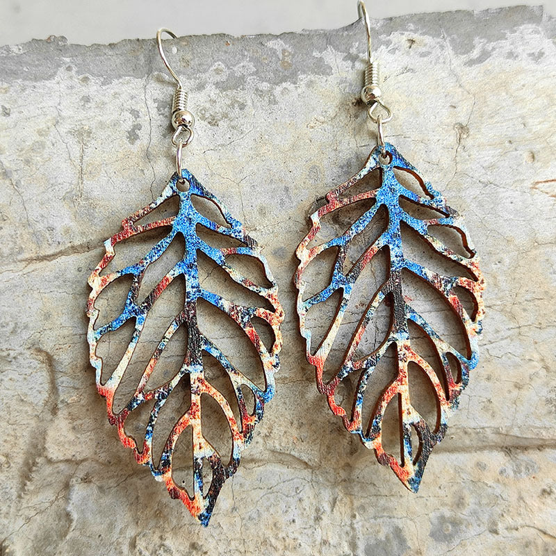 Træblad Dangle Hoops