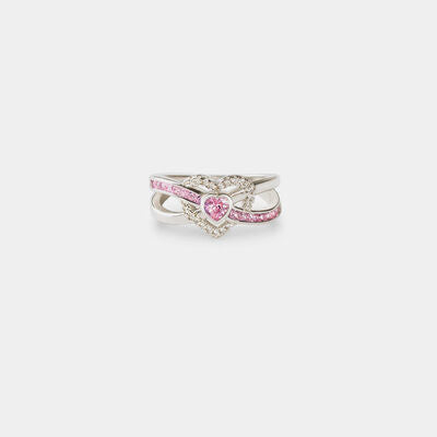 Anello in argento con zircone a forma di cuore
