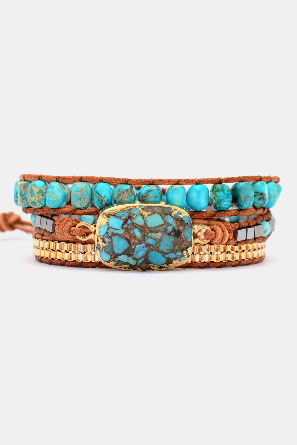 Pulsera de piedra de cobre hecha a mano
