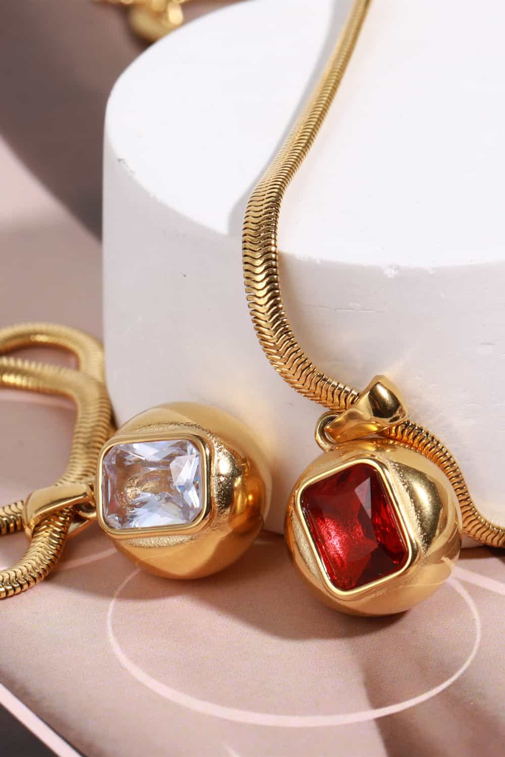 Gold Geometric Zircon Pendant