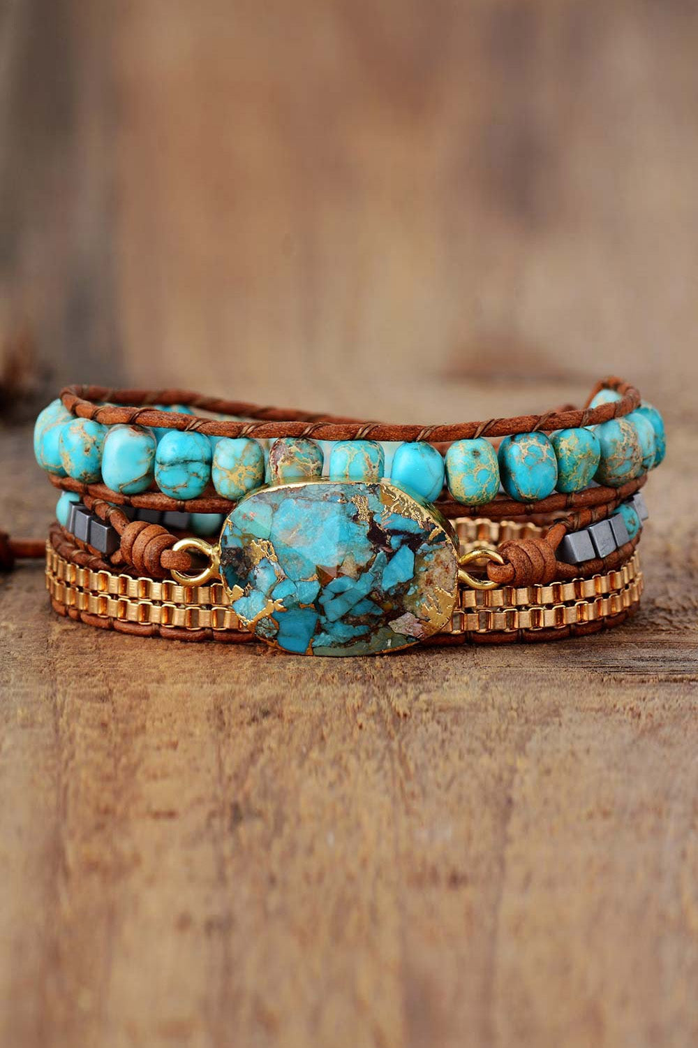 Pulsera de piedra de cobre hecha a mano