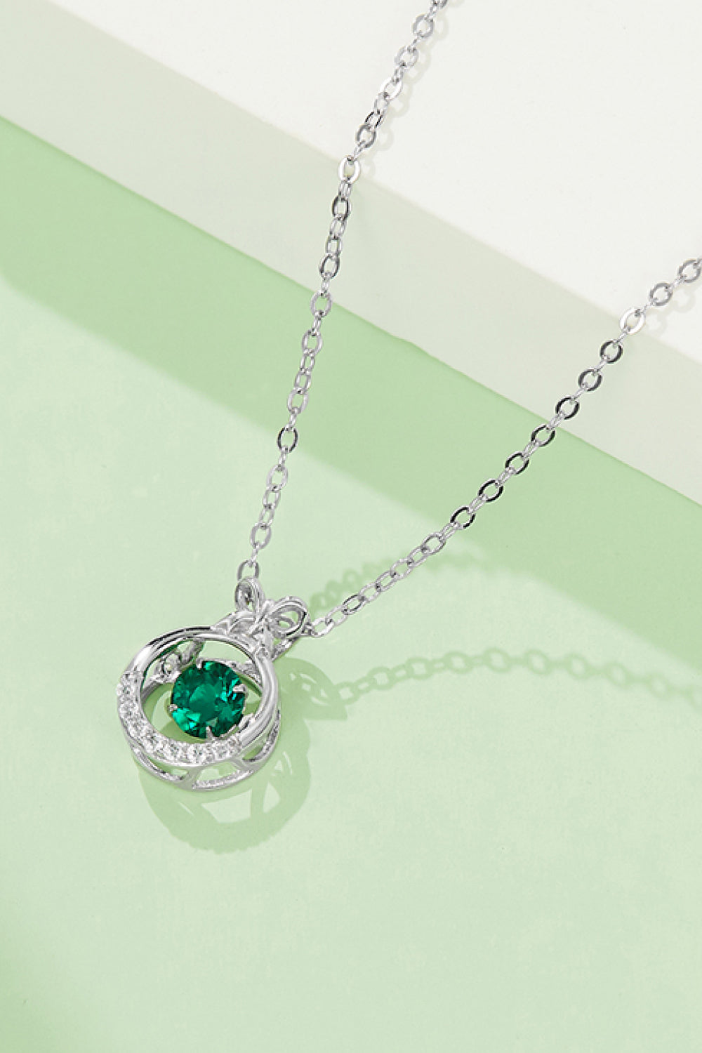 Lab Emerald Pendant Chain