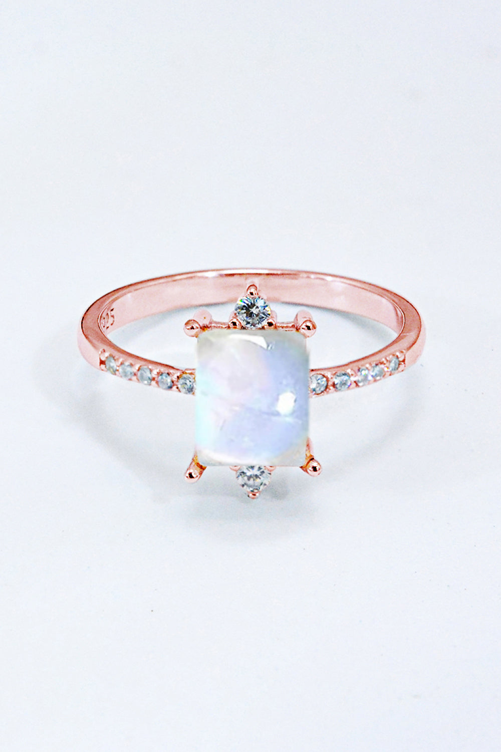 Square Moonstone Silver Ring (Platinum)
