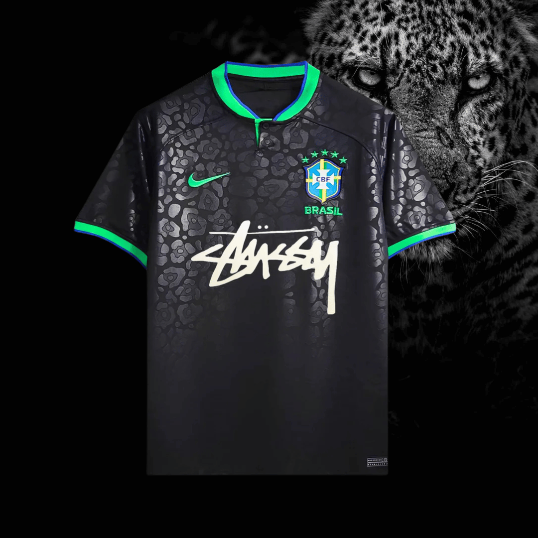 2024 Brasilien Sort Stussy Skjorte - Specialudgave