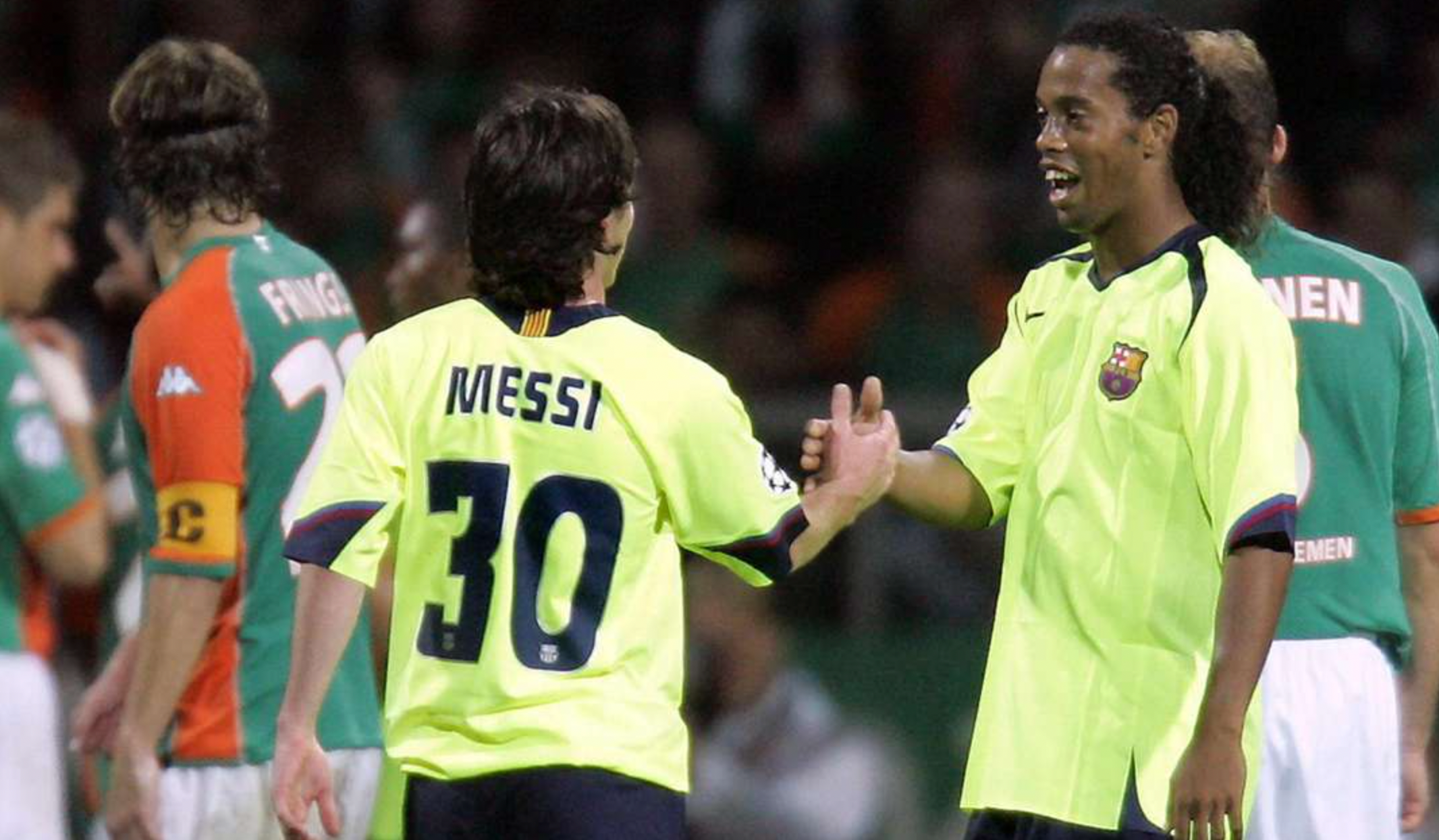2005-2006 Barcelona Fluoreszierendes Retro-Auswärtstrikot