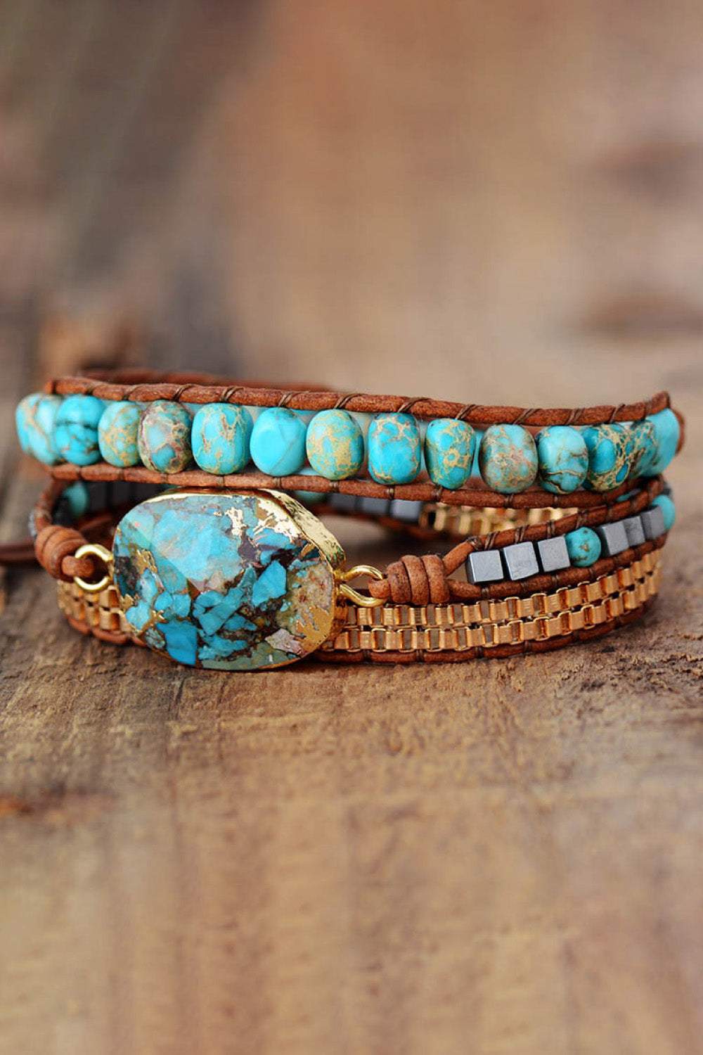 Pulsera de piedra de cobre hecha a mano