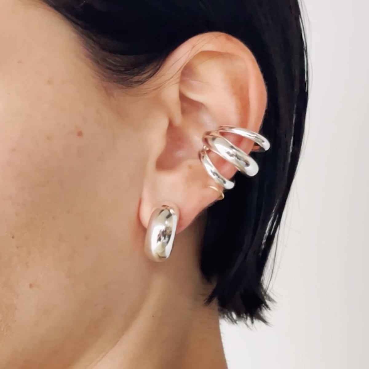 Layered Steel Hoop Earrings