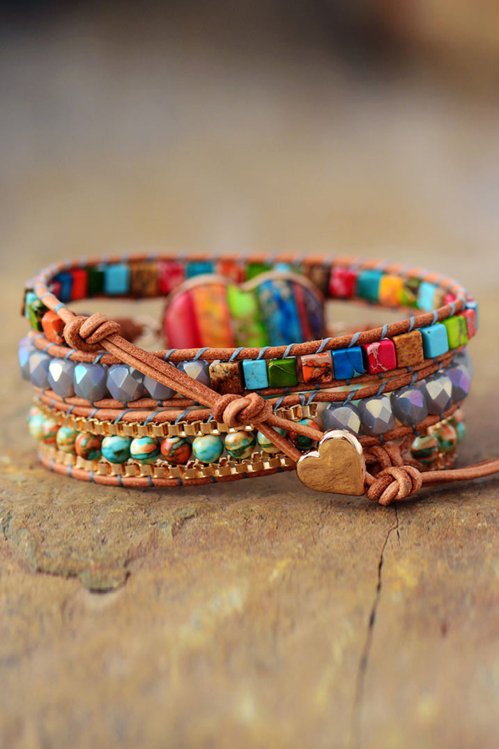 Jasper & Crystal Layered Cuff