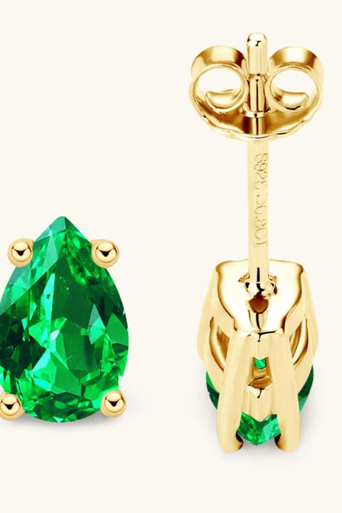 Lab Emerald Crystal Studs