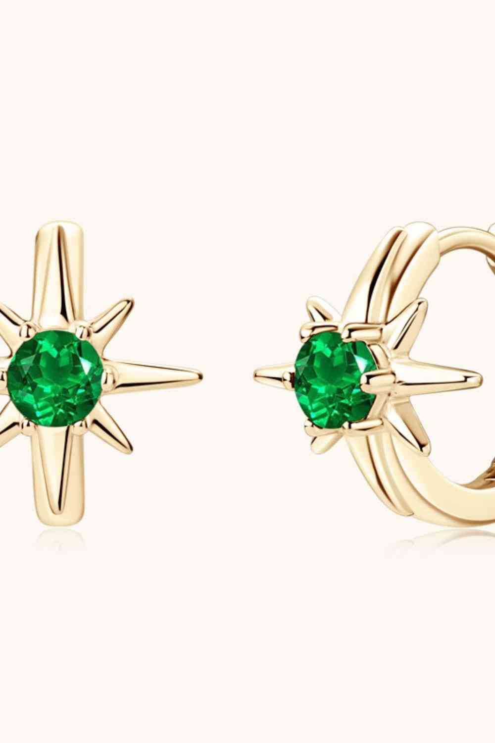Lab Emerald Huggie Hoops