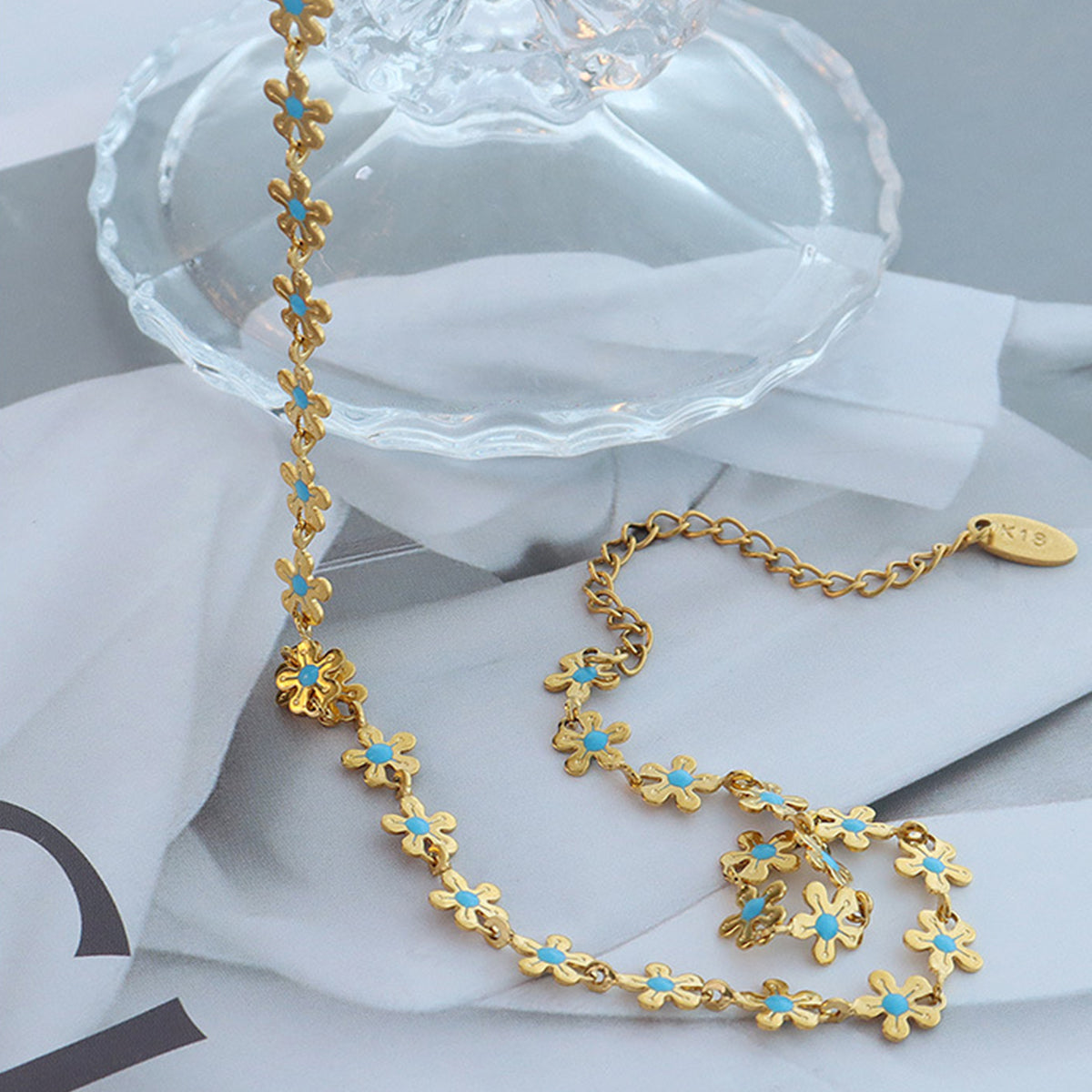 Metallic Floral Drop Necklace