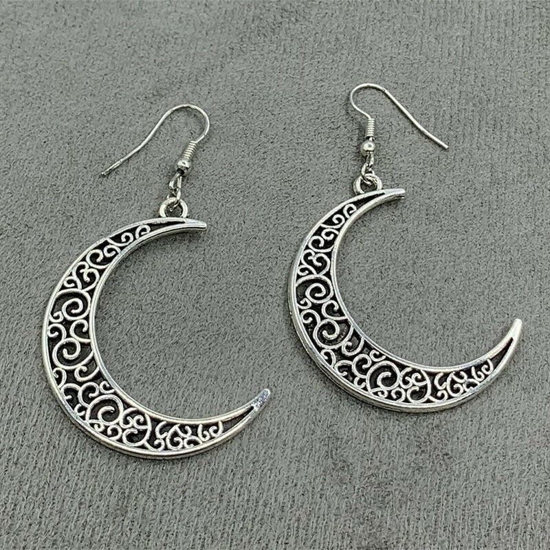 Lunar Cutout Alloy Earrings