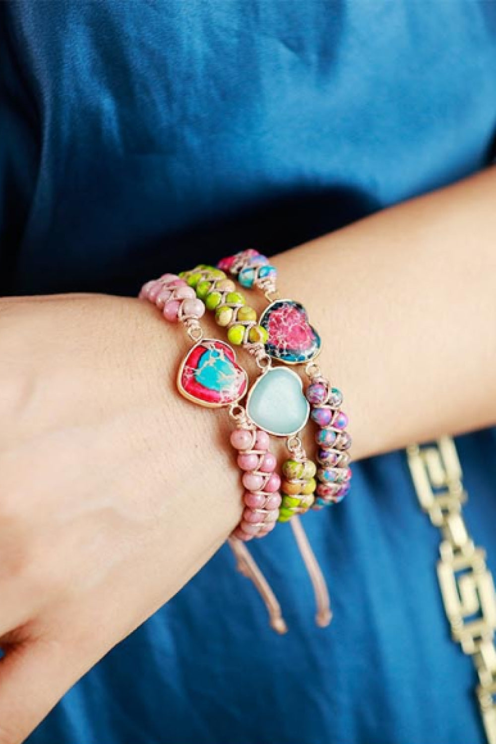 Heart Stone Beaded Ring