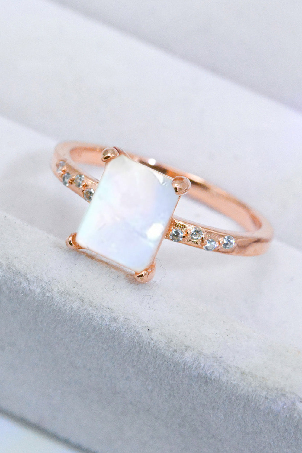 Square Moonstone Silver Ring