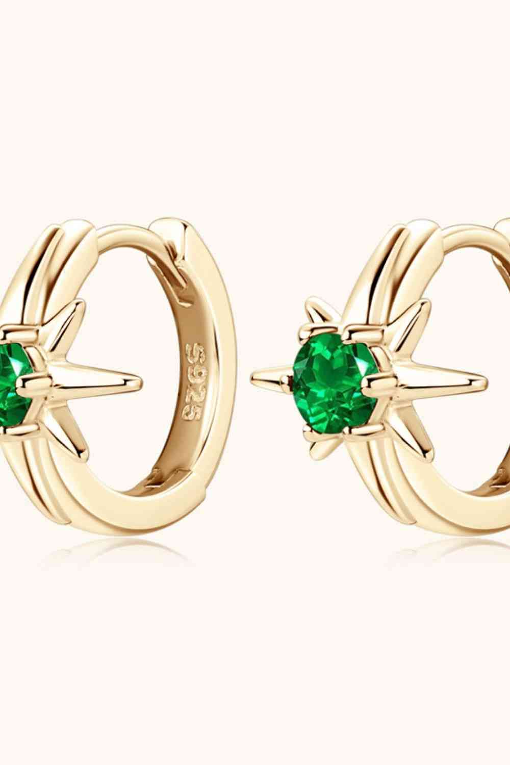 Lab Emerald Huggie Hoops