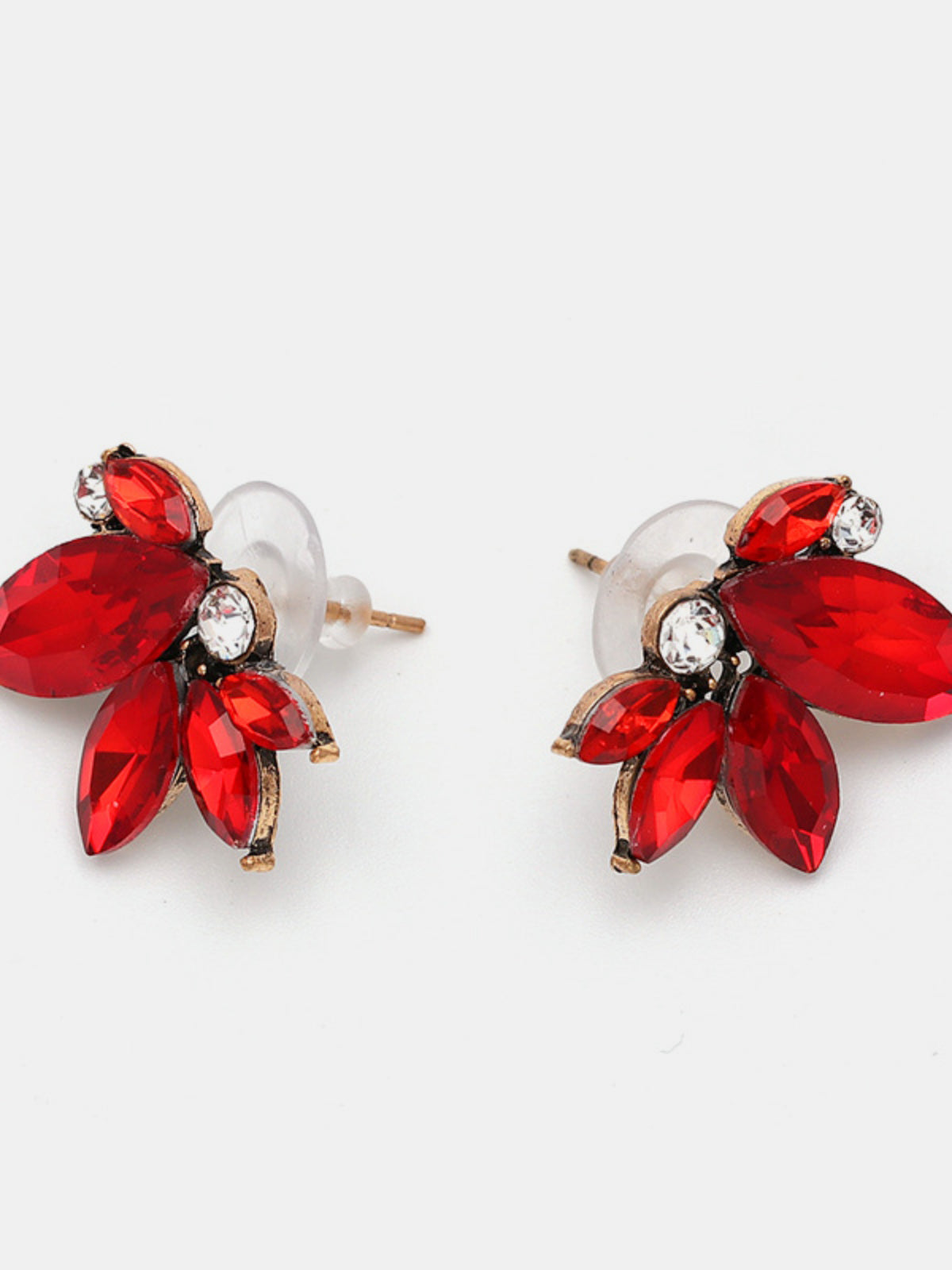 Orecchini a bottone floreali con strass