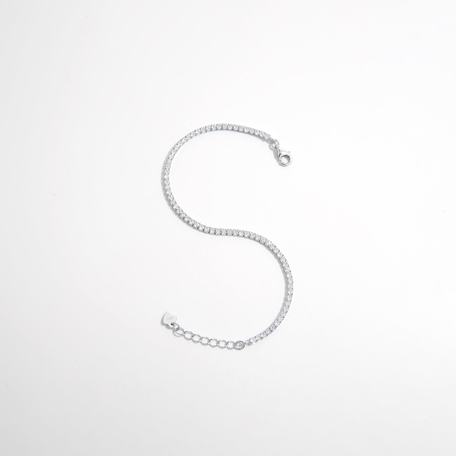 Zircon-Encrusted Silver Bracelet