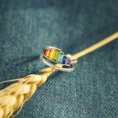 Dobbeltlag Zircon Sølv Ring