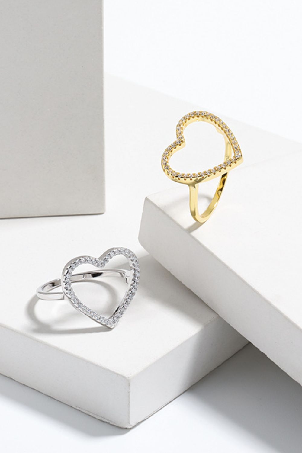 Zircon Hjerte Sølv Ring