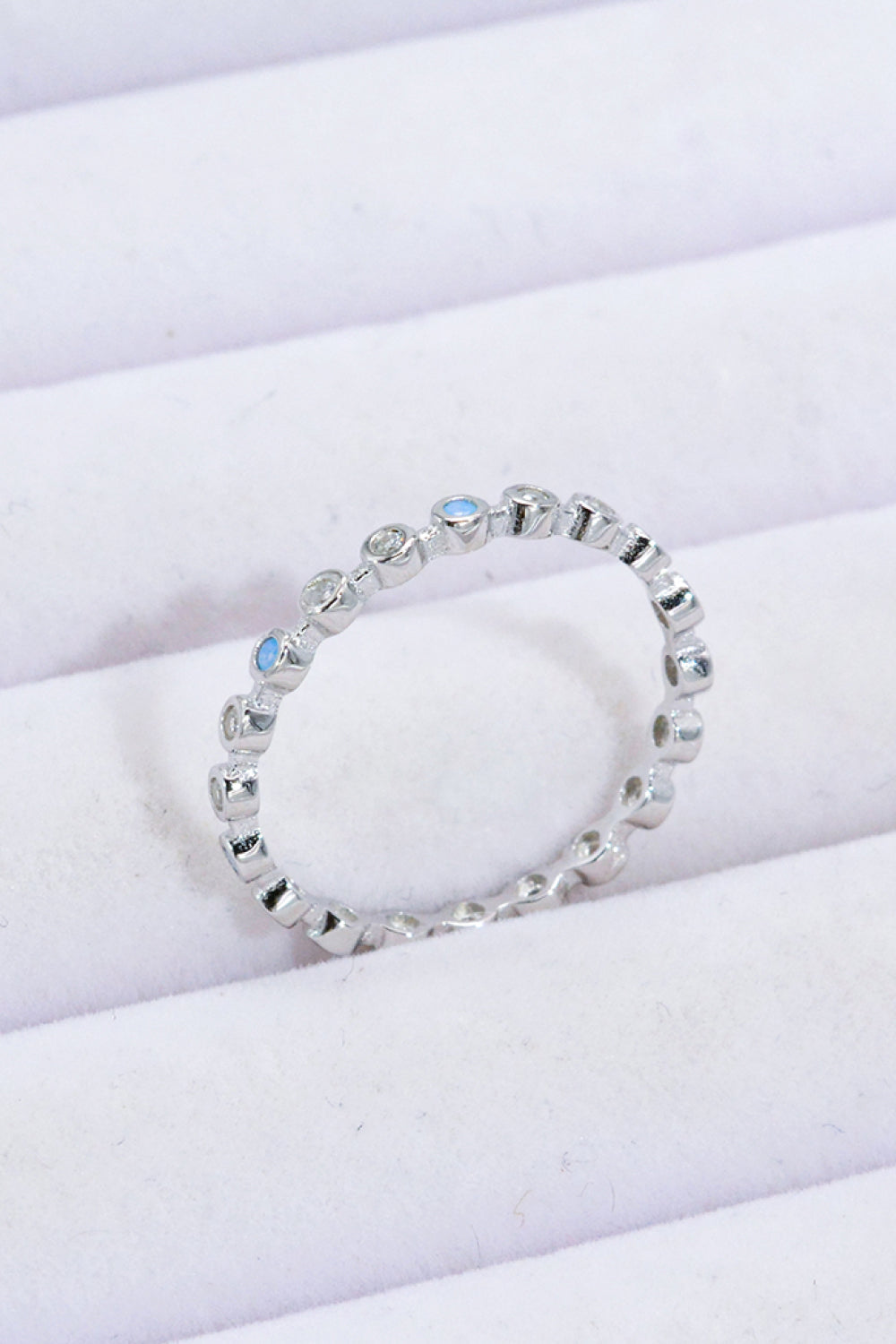 Moonstone & Zircon Silver Ring