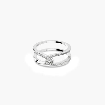 Anello Doppio con Zircone Intrecciato