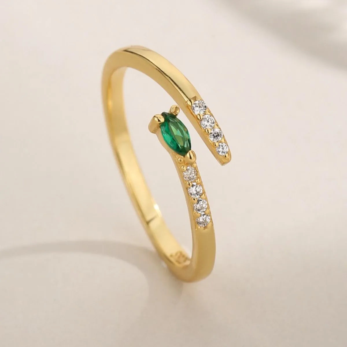 Zircon-Adorned Silver Open Ring
