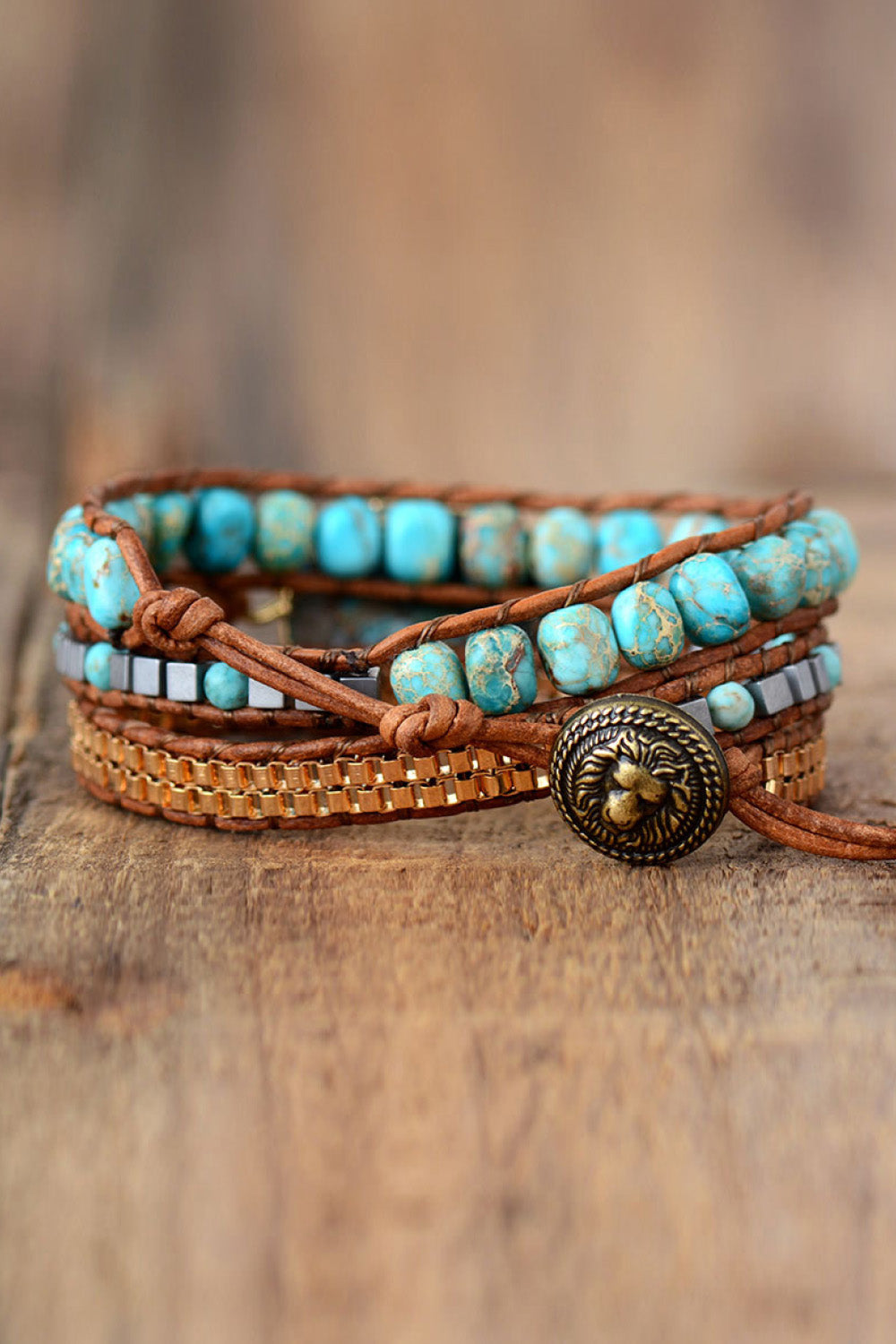 Pulsera de piedra de cobre hecha a mano