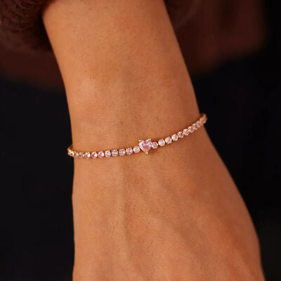 Gold Heart Zircon Bracelet