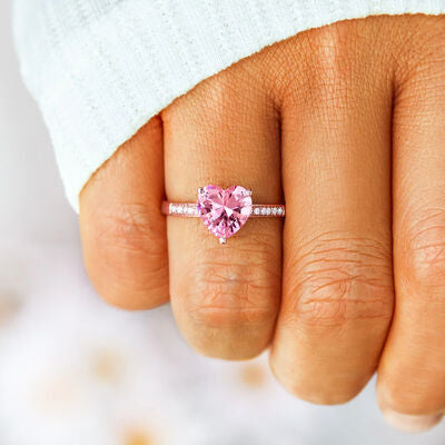 Heart-Shaped Zircon Silver Ring