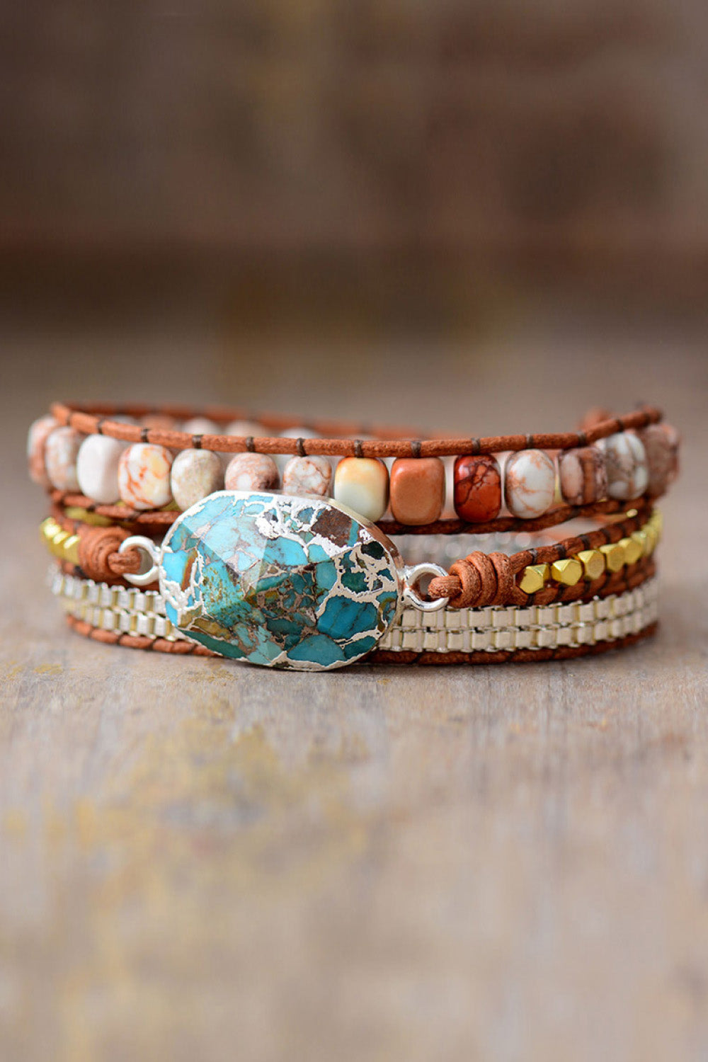 Pulsera de piedra de cobre hecha a mano