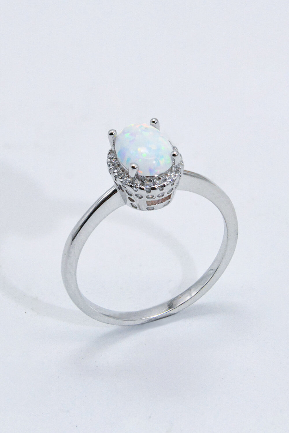 4-Prong Opal Sølv Ring