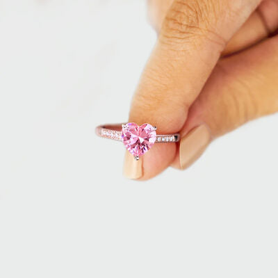 Heart-Shaped Zircon Silver Ring