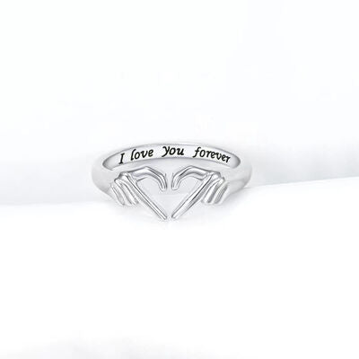 Hand Heart Open Silver Ring
