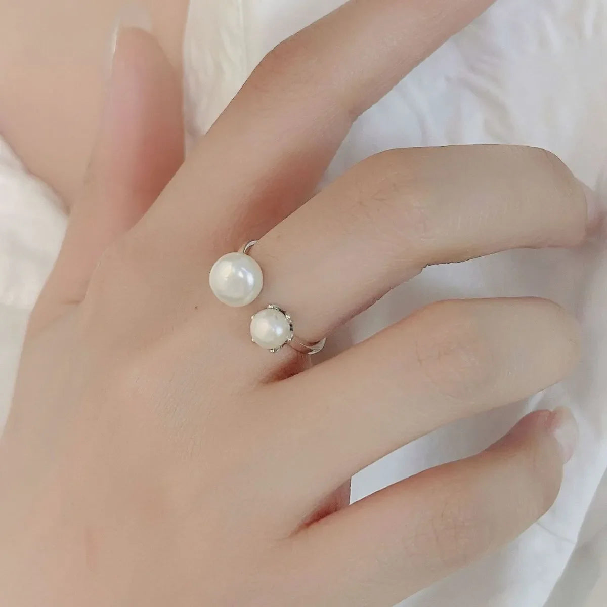 Anello aperto perla argento