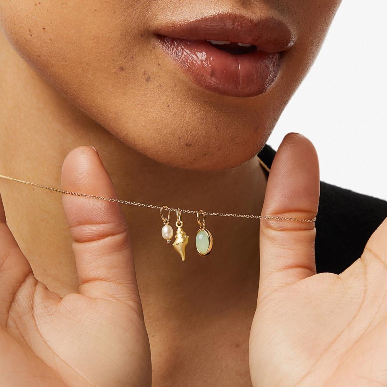 Gold Crystal Conch Pendant