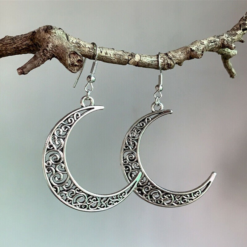 Lunar Cutout Alloy Earrings