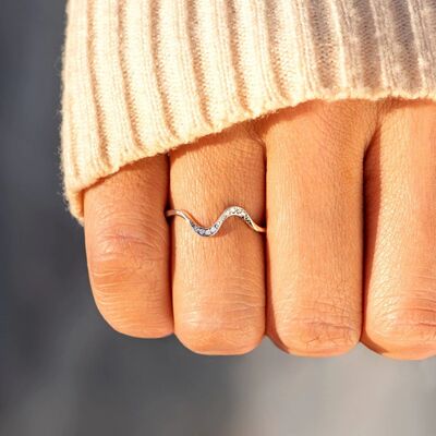 Bølge Zircon Sølv Ring
