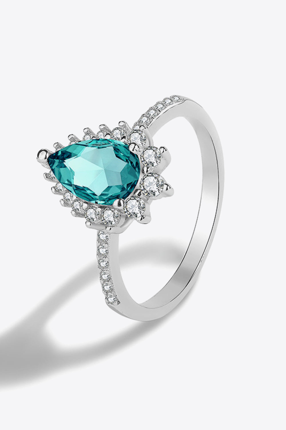 Anello a pera con zircone Paraiba