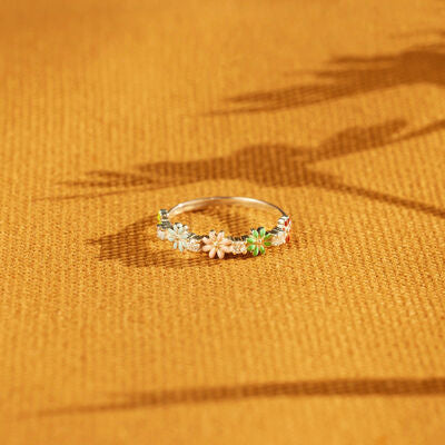 Blumen Zirkon Silber Ring