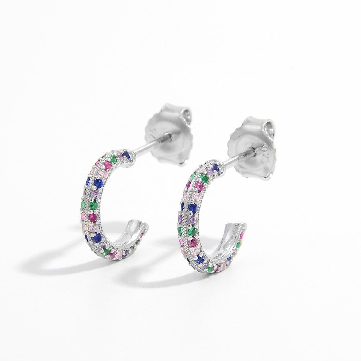Orecchini a perno in argento Zircon Contrast