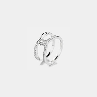 Anello Doppio con Zircone Intrecciato