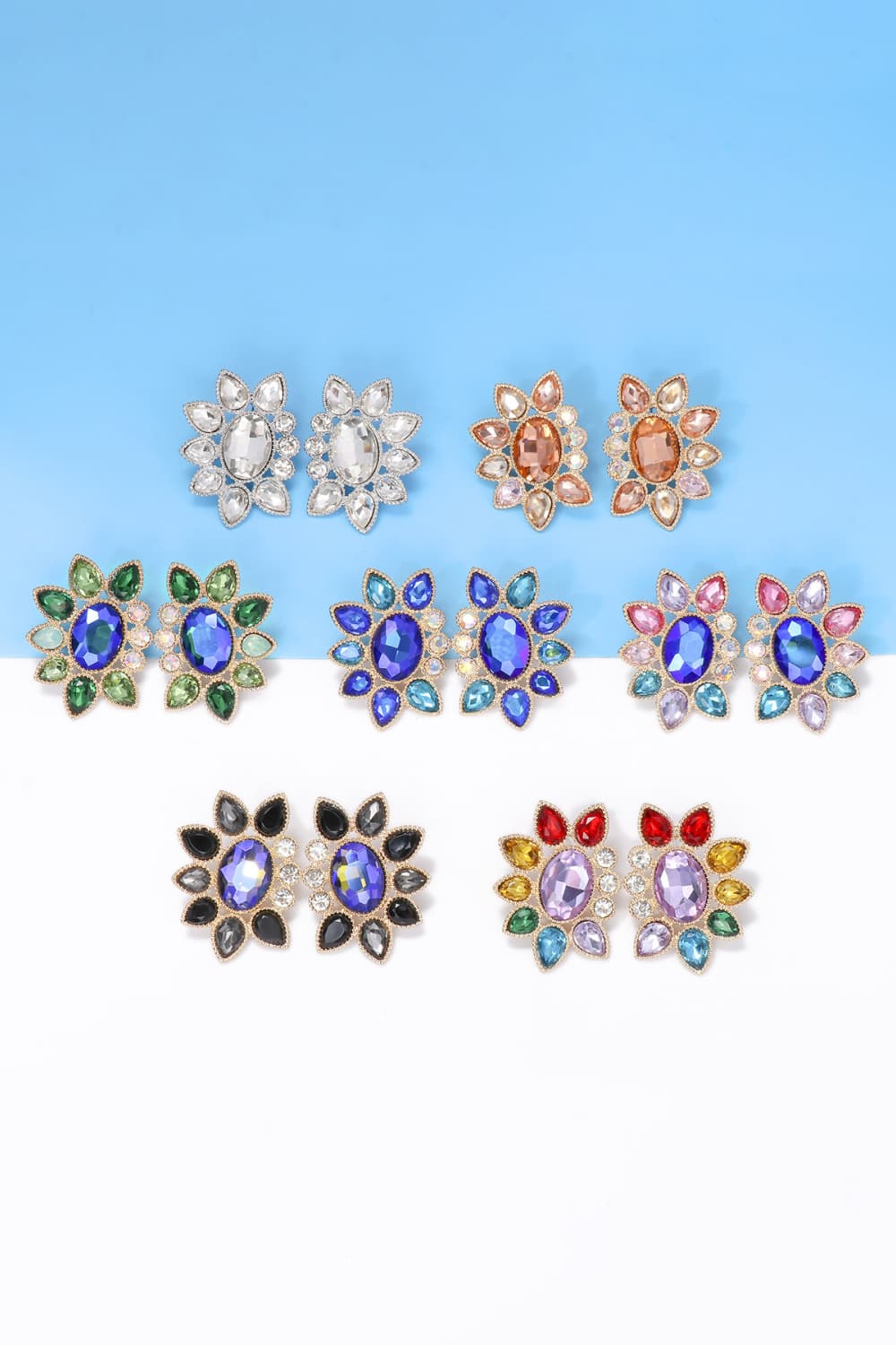 Angular Glass Stone Hoops