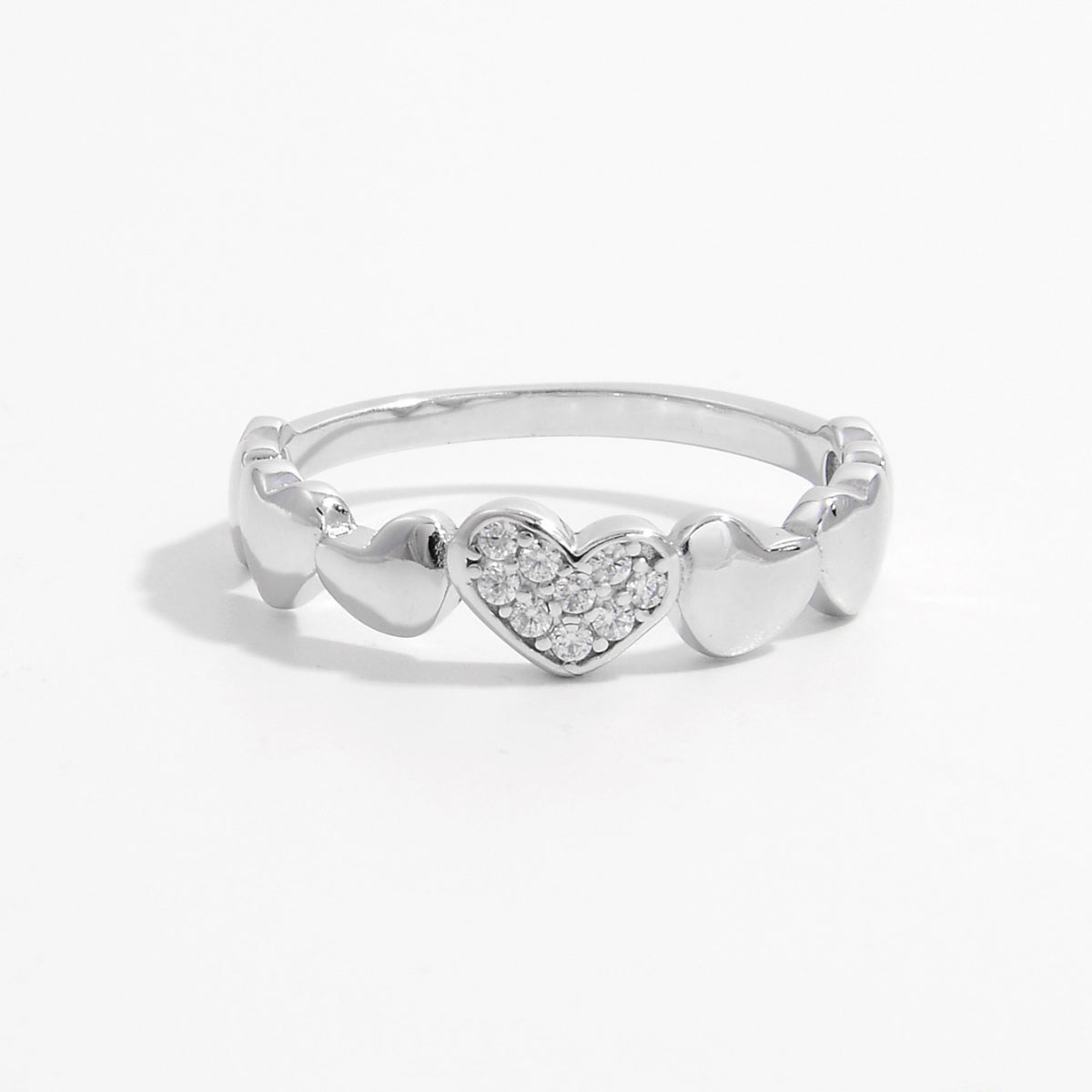Zircon Hjerte Sølv Ring
